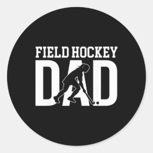 Pegatina Redonda Padre de Hockey sobre Césped de un Jugador de Hock