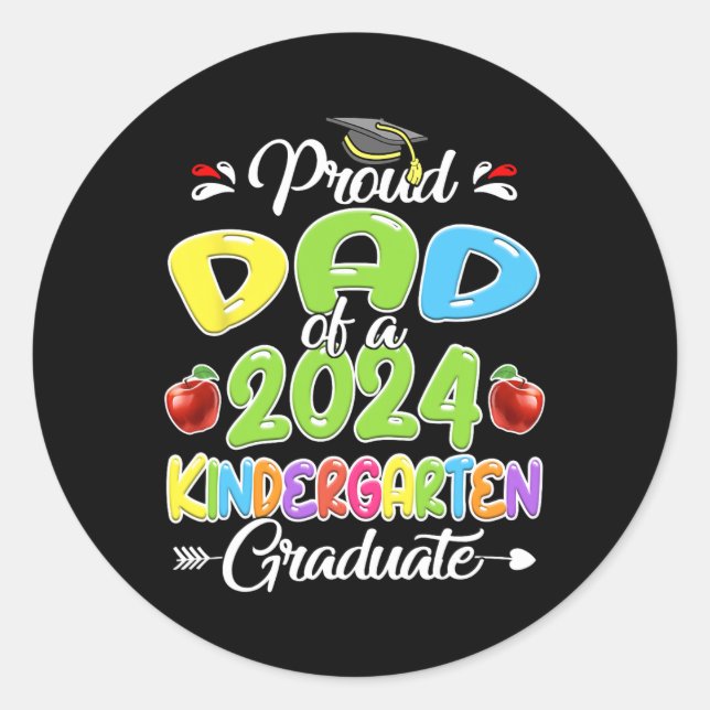 Pegatina Redonda Padre De Jardín De Niños De 2024 (Anverso)