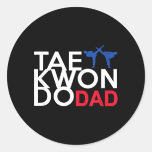 Pegatina Redonda Padre de Taekwondo Padre de Artes Marciales