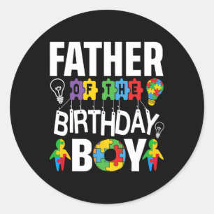 Pegatina Redonda Padre del niño autista cumpleañero Papá autista