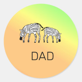 Pegatina Redonda Padre, feliz feliz zebras kenianas