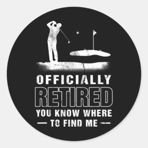 Pegatina Redonda Padre Golfista Oficialmente Retirado Golf Jubilaci