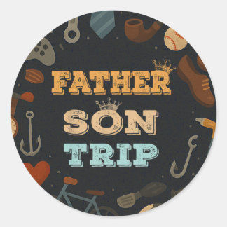 Pegatina Redonda Padre hijo Trip Padres Día Regalo Familia Camping