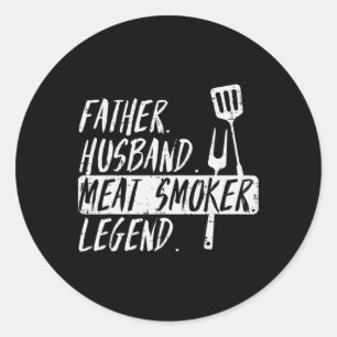 Pegatina Redonda Padre Husnd Meat Grill Legend Bbq Rbecue Grill Me