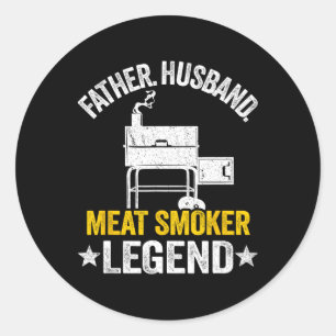 Pegatina Redonda Padre Hussein Meat Smoker Legend Grilling Dad