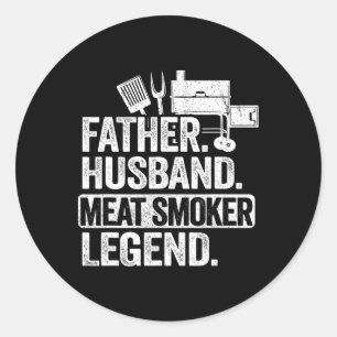 Pegatina Redonda Padre Hussein Meat Smoker Legend Grilling Dad