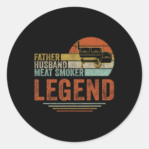 Pegatina Redonda Padre Hussein Meat Smoker Legend Grilling Dad