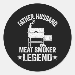 Pegatina Redonda Padre Hussein Meat Smoker Legend Grilling Dad