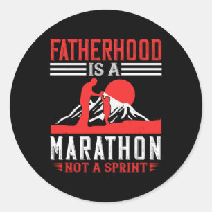 Pegatina Redonda Padre - La paternidad es una maratón