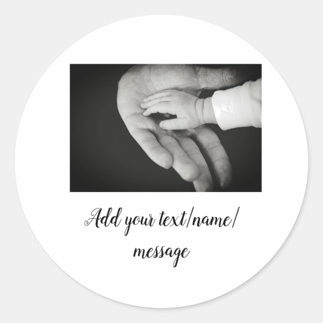 Pegatina Redonda padre, padre, padre, padre... añada foto.......... (Anverso)