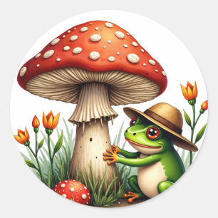 Pegatina Redonda Padres de Plantas Búsqueda de Hongos - Jardinería 