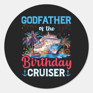 Pegatina Redonda Padrino Del Crucero De Cumpleaños Divertido Cumple