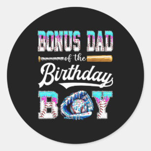 Pegatina Redonda Padrino del niño de cumpleaños de béisbol helado D