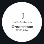 Pegatina Redonda Padrino personalizado nombre SIMPLE MINIMAL<br><div class="desc">diseño</div>