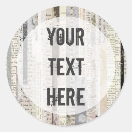 Pegatina Redonda Páginas rusas de libros antiguos Ephemera Audaz Ty