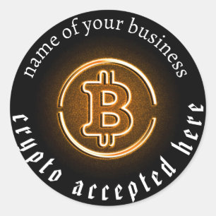 Pegatina Redonda Pagos de criptografía aceptados puerta hasta btc