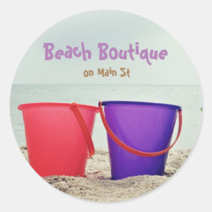 Pegatina Redonda Pails de arena en el Personalizado de arena