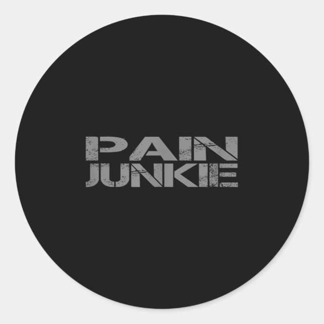 Pegatina Redonda Pain Junkie Bjj, Wrestling, Judo, Boxing, Mma Moti (Anverso)