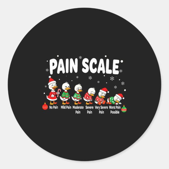 Pegatina Redonda Pain Scale Christmas Goose Funny Nurse Christmas I (Anverso)