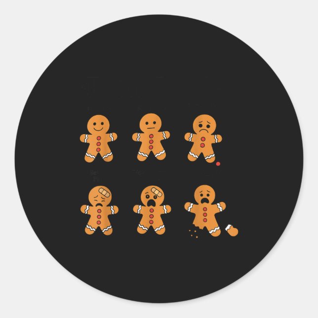 Pegatina Redonda Pain Scale Funny Gingerbread Man Christmas Nurse H (Anverso)