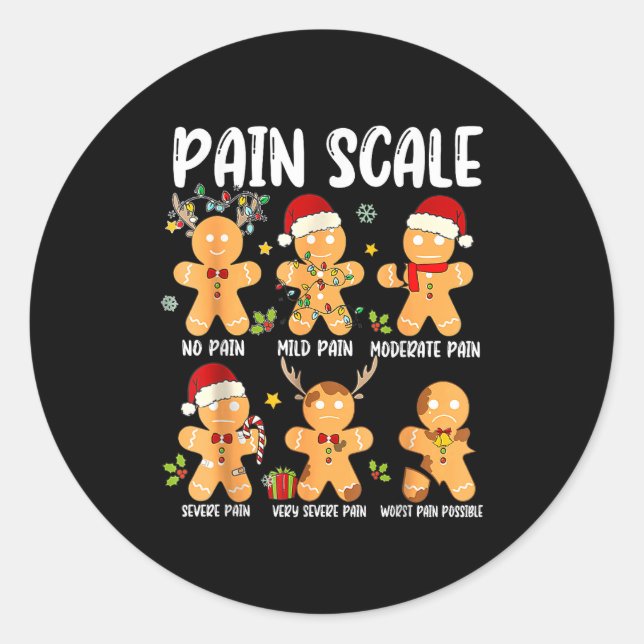 Pegatina Redonda Pain Scale Gingerbread Trauma Nurse Christmas Nurs (Anverso)