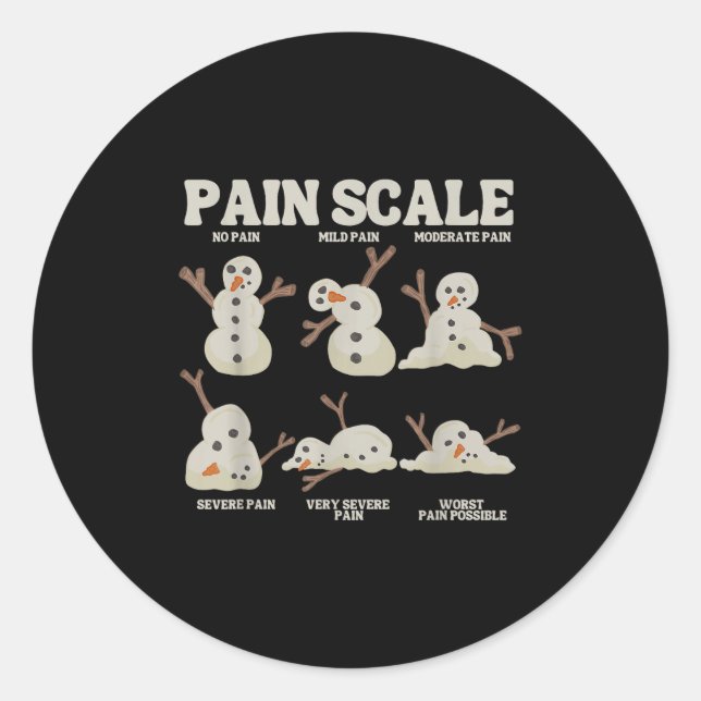 Pegatina Redonda Pain Scale Snowman Nurse Christmas Xmas Snow Pajam (Anverso)