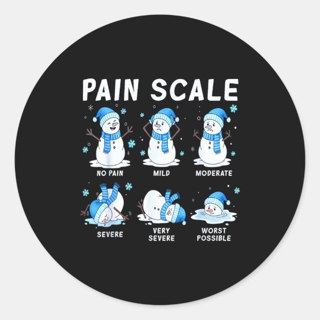 Pegatina Redonda Pain Scale Snowman Nurse Christmas Xmas Snow Pajam (Anverso)