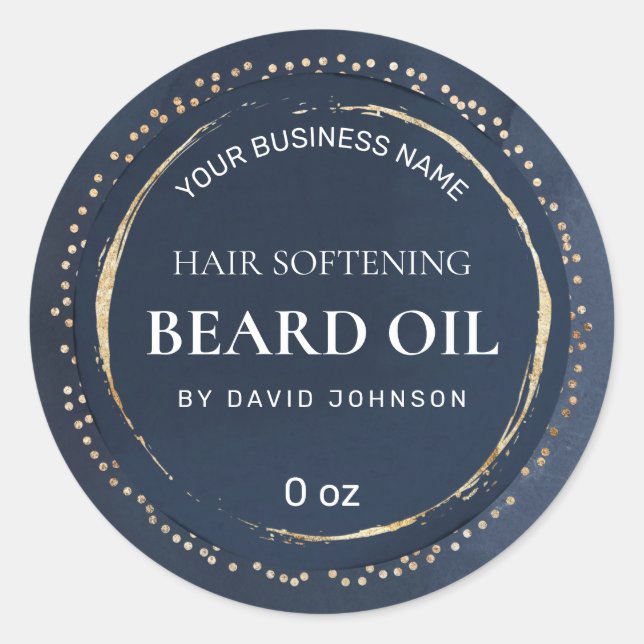 Pegatina Redonda Paint Dots Relieve metalizado dorado Navy Aceite d (Anverso)