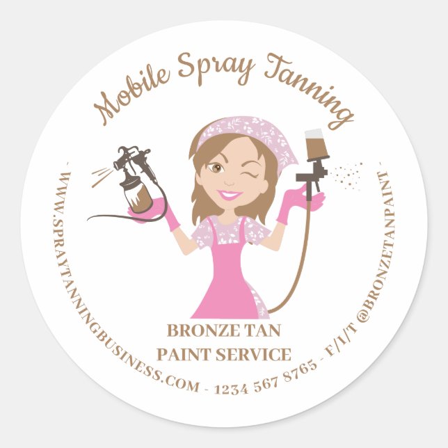 Pegatina Redonda Paint Lady Boss de cuerpo de pulverización de tann (Anverso)