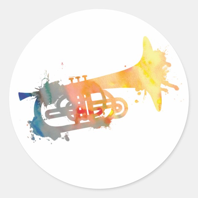 Pegatina Redonda Paint Splat Mellophone (Anverso)
