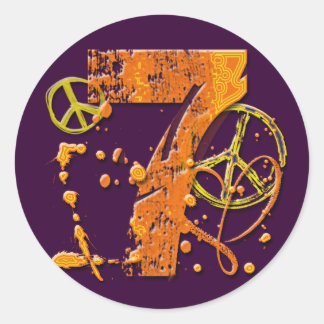 Pegatina Redonda PAINT SPLATTER #7 y SIGNOS DE PAZ