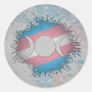 Pegatina Redonda Paint Splatter TransgenderTriple Goddeson Moon