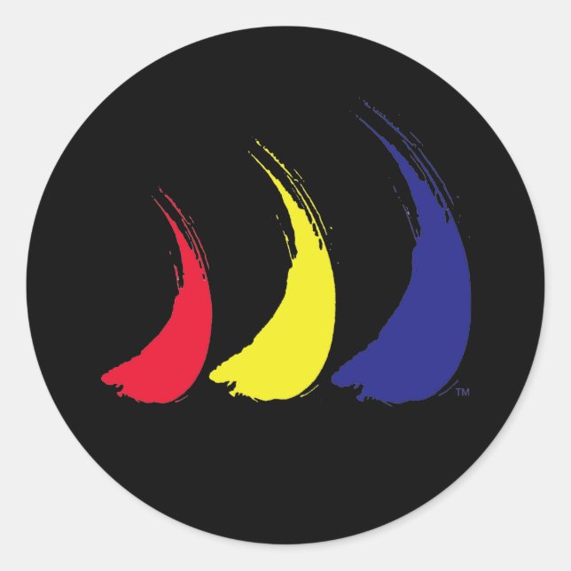 Pegatina Redonda Paint-the-Wind Splashy Sails_on negro (Anverso)