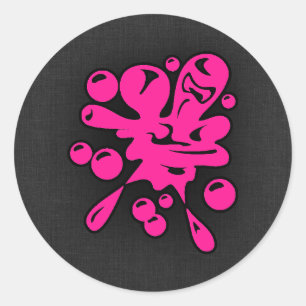 Pegatina Redonda Paintball rosa caliente