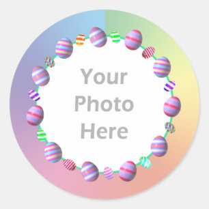Pegatina Redonda Painted Easter Eggs (photo frame)