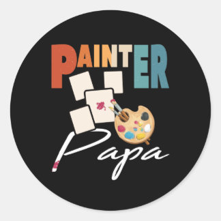 Pegatina Redonda Painter Papa Artist Design For Father's Day