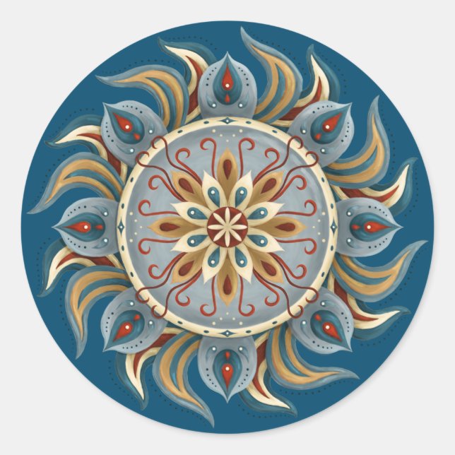 Pegatina Redonda Painterly Mandala (Anverso)