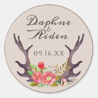 País Antlers Floral Boda Nombre Fecha