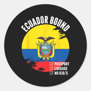 Pegatina Redonda País con destino a Ecuador Viaje Bandera ecuatoria