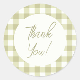 Pegatina Redonda País francés Meadow Gingham - cigala verde sabia.