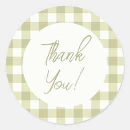 Pegatina Redonda País francés Meadow Gingham - cigala verde sabia.