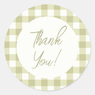 Pegatina Redonda País francés Meadow Gingham - cigala verde sabia.