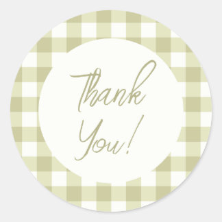 Pegatina Redonda País francés Meadow Gingham - cigala verde sabia.