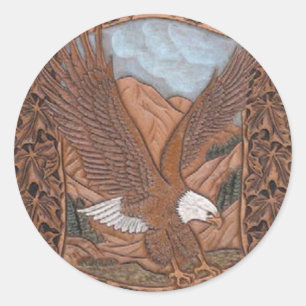 Pegatina Redonda País occidental patriótico Eagle de cuero equipa