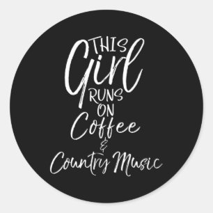 Pegatina Redonda País Que Corre En La Música De País Del Café
