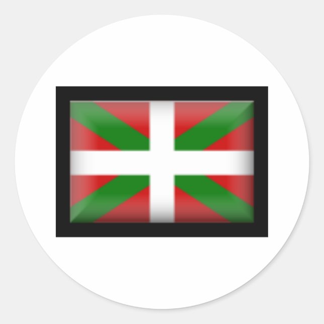 Pegatina Redonda País Vasco con bandera vasca (Anverso)