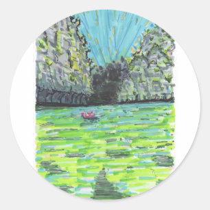 Pegatina Redonda Paisaje acuático colorido de Tailandia
