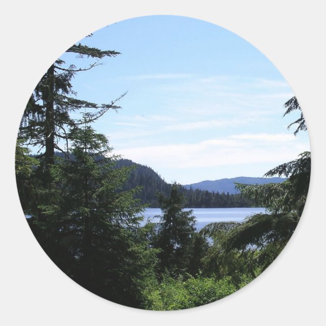 Pegatina Redonda Paisaje de Alaska, hermosa fotografía de Alaska (Anverso)