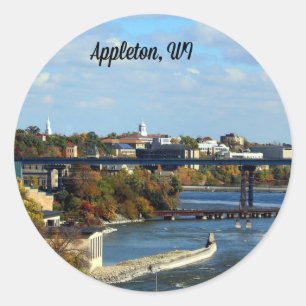 Pegatina Redonda paisaje de Appleton, Wisconsin