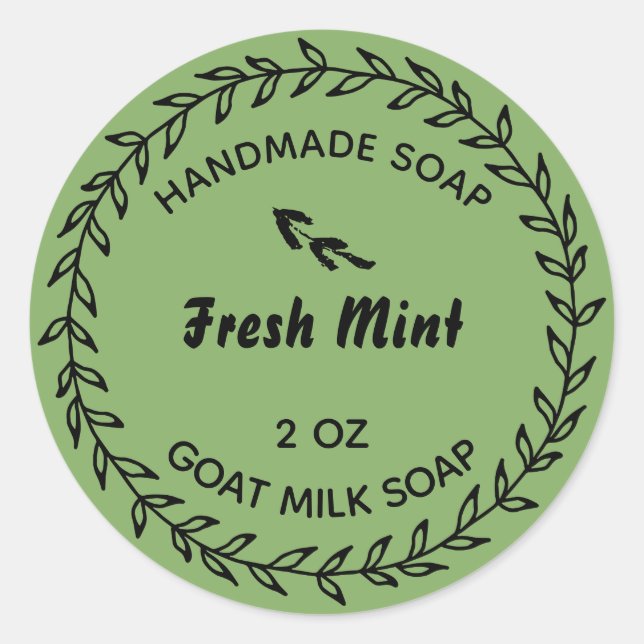 Pegatina Redonda Paisaje de jabón casero Rústico Mint Verde (Anverso)